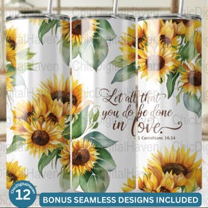 Sunflower Christian Tumbler Wrap: Inspirational Scripture (Digital Download)