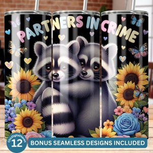 BFF Tumbler Wrap 20 oz schattige wasbeer Partners in Crime Digitale download, sublimatieontwerp, PNG Craft Supplies, best verkopende cadeau voor haar
