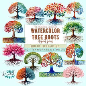 Watercolor Tree Clipart: Seasonal Forest Tree PNG Bundle (Digital Download)