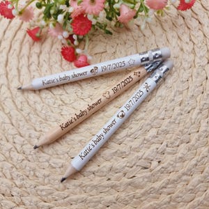 Personalized Baby Shower Wooden Pencils: Laser Engraved Favors