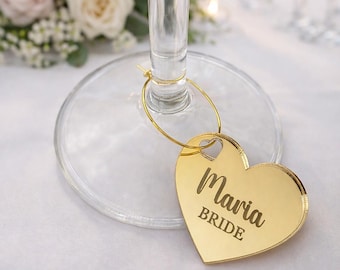 Personalized Cocktail Tags | Mirror Acrylic Drink Markers, Wedding Party Name Tags,Wine Glass Charms.