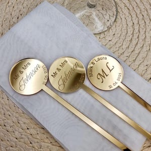 Mescolatori per bevande / Bastoncini da cocktail personalizzati per matrimoni / Bomboniere per feste di matrimonio / Bastoncini in acrilico per mescolare / Mr & Mrs / Mescolatori personalizzati