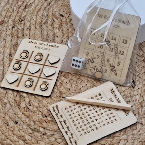 Tic Tac Toe gunsten/gunsten, tafelspellen bruiloft, aandenken gastgeschenken, uniek bruiloftsdecor, harten met noppen en kruisen, aangepaste boterham