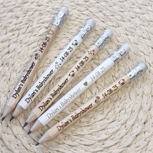 Personalized Wooden Pencils: Laser Engraved Baby Shower Favors
