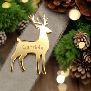 Personalized Christmas Place Cards, Wooden or Acrylic Name Tags for Guests, Table Decorations & Holiday Party Favors, Favours, Tag Name.