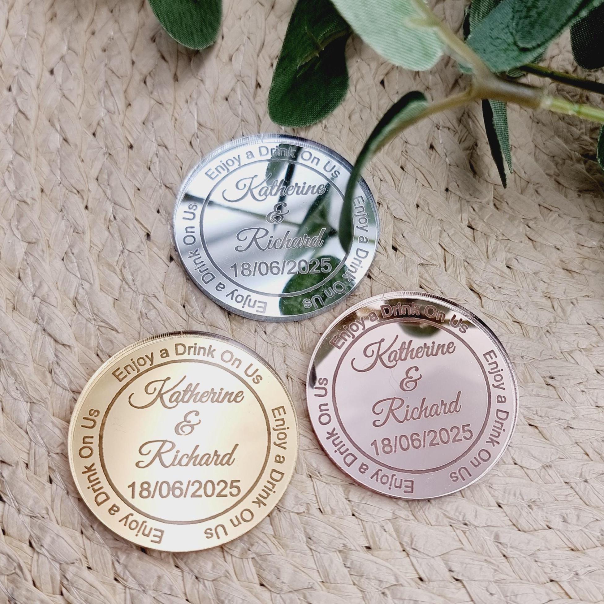 Custom Engraved Drink Tokens: Personalized Wedding Favors - Etsy