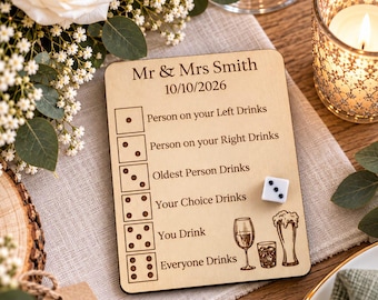 Custom Wedding games Engraved Wood Favors,Wooden Wedding Games, Snakes & Ladders Rustic Favors for Guests - party- Mr and Mrs