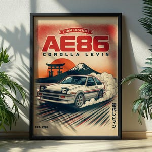 AE86 Corolla Levin JDM Drift Poster, Retro Japanisches Auto Kunst (Digitaler Download)