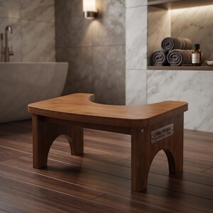 Bamboo Toilet Squat Stool - Wide Bathroom Potty Step, Portable Adult Wellness Helper
