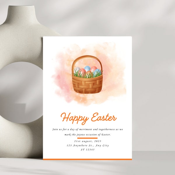 Easter candy egg invitation orange 2024 | Editable Printable with Canva | Pdf, JPG or PGN digital instant download