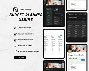 Notion Budget Planner | Monthly Overview | Expense Tracker | Digital Finance Organizer | Budgeting Database Template