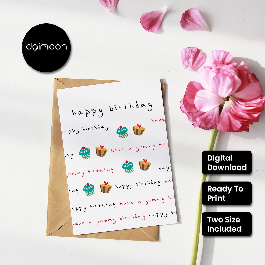 Free Printable Happy Birthday Card Cupcake