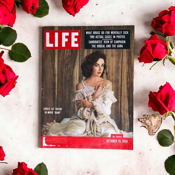 Authentic 1956 Life Magazine Cover featuring Liz Taylor