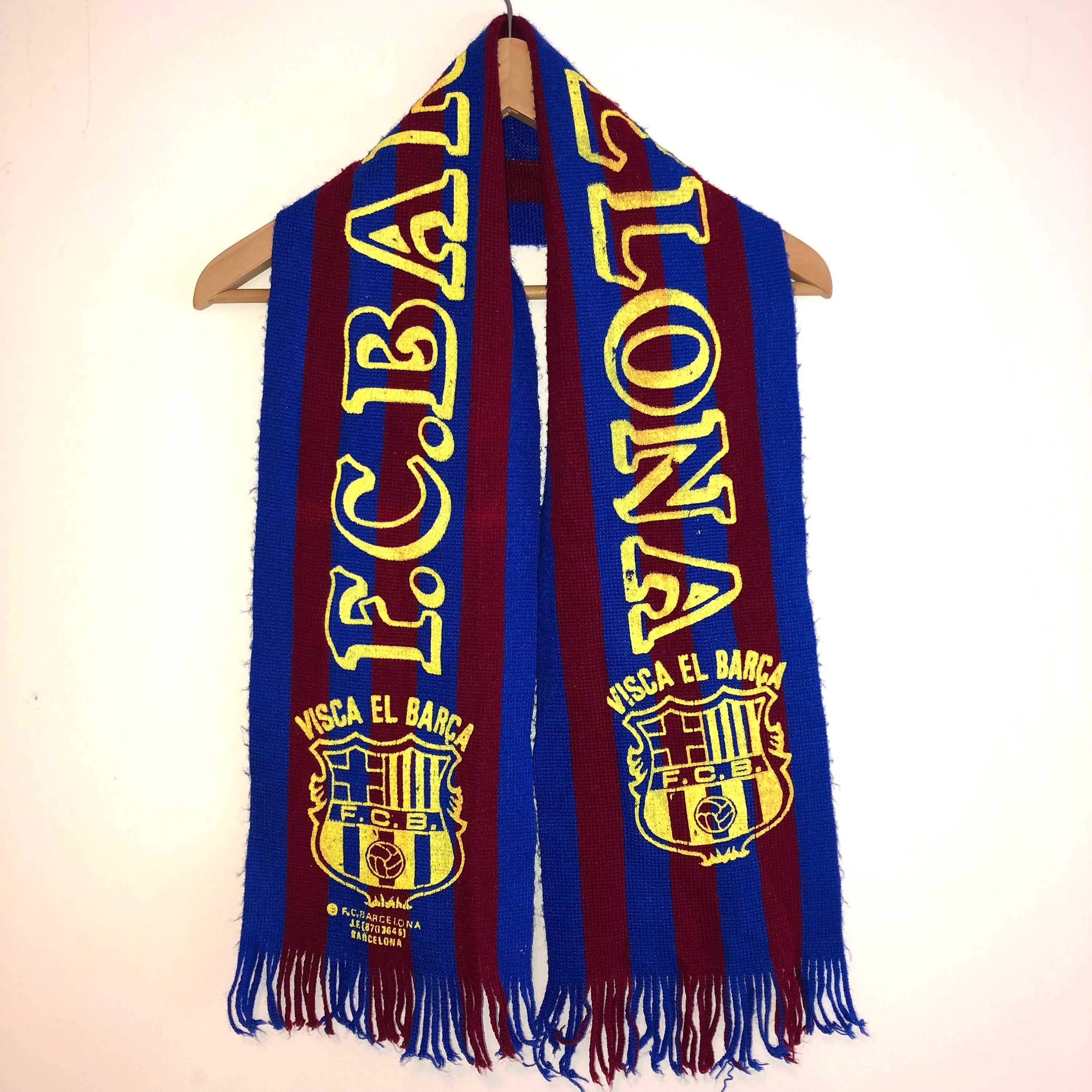 【vintage FC Barcelona football scarf】 Vintage FC Barcelona Muffler Scarf Spain - Etsy