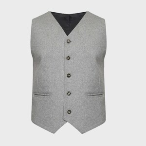 Veste kilt à losanges pour hommes avec gilet/gilet Veste de mariage 100 % laine pour hommes gris clair Tour de poitrine de 34 à 54 pouces image 4