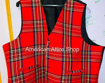 Gilet / gilet pour homme en tartan des Highlands écossais 5 boutons - Gilets de mariage Gilet en kilt tartan Royal Stewart toutes les couleurs tartan disponibles