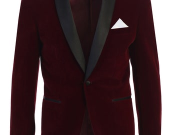 Men's Wedding jacket Slim Fit Burgundy Velvet Shawl Lapel Tuxedo Jacket | One Button Blazer \ Coat | Groom Wear Wedding Jackets