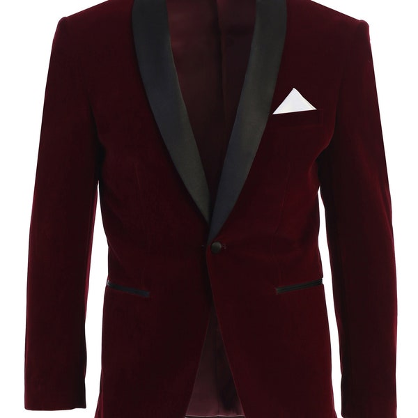 Men's Wedding jacket Slim Fit Burgundy Velvet Shawl Lapel Tuxedo Jacket | One Button Blazer \ Coat | Groom Wear Wedding Jackets