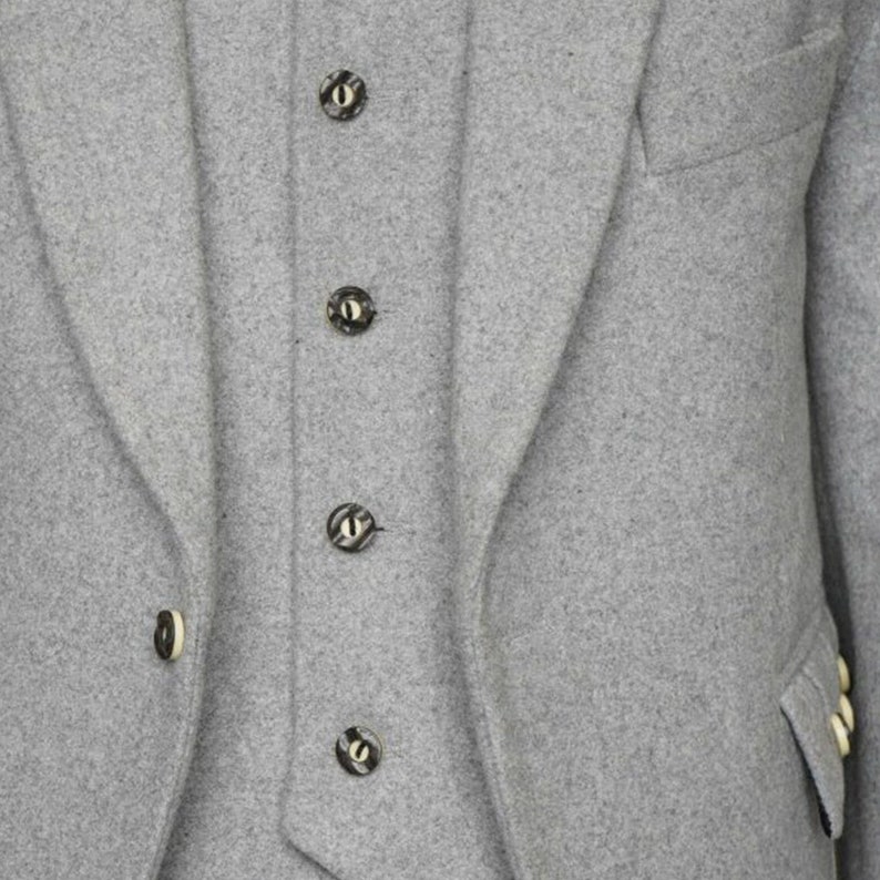 Veste kilt à losanges pour hommes avec gilet/gilet Veste de mariage 100 % laine pour hommes gris clair Tour de poitrine de 34 à 54 pouces image 2