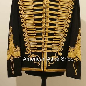 Veste hussard bleu Uniforme militaire hommes Vestes hussards napoléoniennes Tunique passepoil Pelisse Jimi Hendrix Veste Batteur Hussard pour hommes image 8