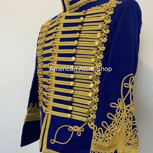 Veste hussard bleu Uniforme militaire hommes Vestes hussards napoléoniennes Tunique passepoil Pelisse Jimi Hendrix Veste Batteur Hussard pour hommes image 2