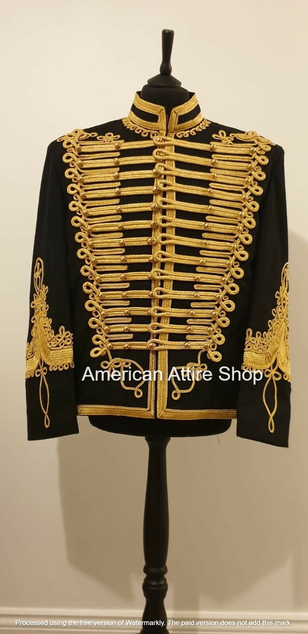 Men's Napoleonic Hussar Jacket Black Tunic Pelisse Jimi Hendrix Jacket Military Uniform