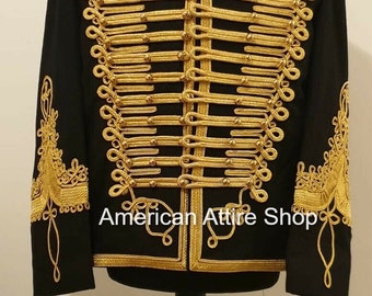 Men's Napoleonic Hussar Jacket black Tunic Pelisse Jimi Hendrix Jacket Military Uniform Napoleonic Hussar Dolman Jackets For Men