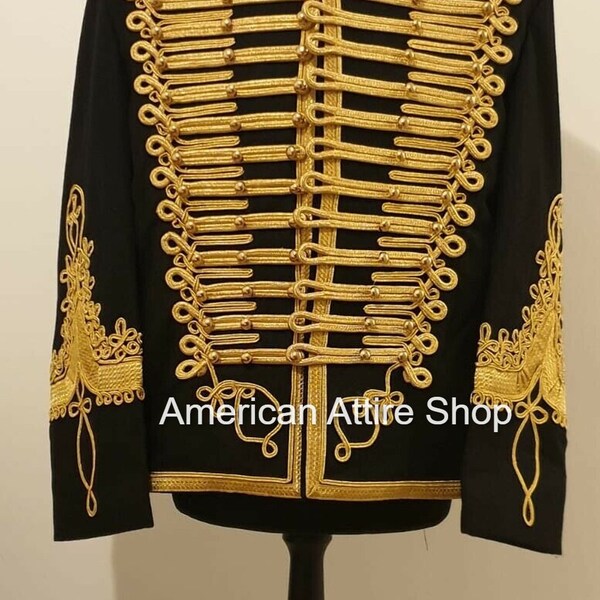 Veste homme hussard napoléonien tunique noire Pelisse veste Jimi Hendrix uniforme militaire vestes dolman hussard napoléonien pour homme