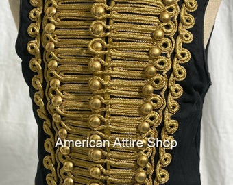 Hussars Ceremonial Military Army Black vest/waistcoat with Gold Braiding Hussar Waistcoat Brass Buttons New Handmade hussar vest for men