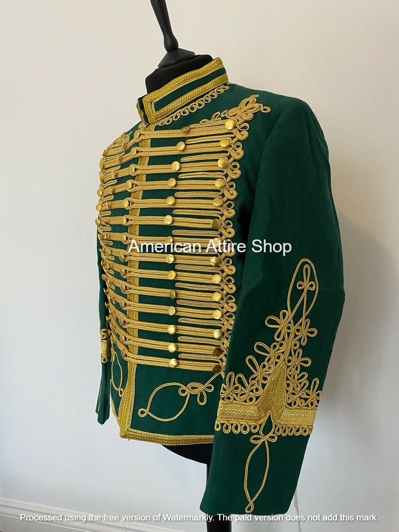 Veste hussard bleu Uniforme militaire hommes Vestes hussards napoléoniennes Tunique passepoil Pelisse Jimi Hendrix Veste Batteur Hussard pour hommes image 3