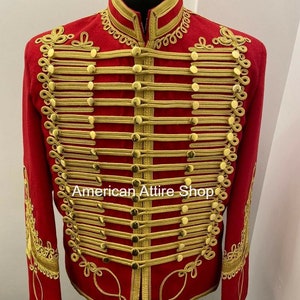 Veste hussard bleu Uniforme militaire hommes Vestes hussards napoléoniennes Tunique passepoil Pelisse Jimi Hendrix Veste Batteur Hussard pour hommes image 7