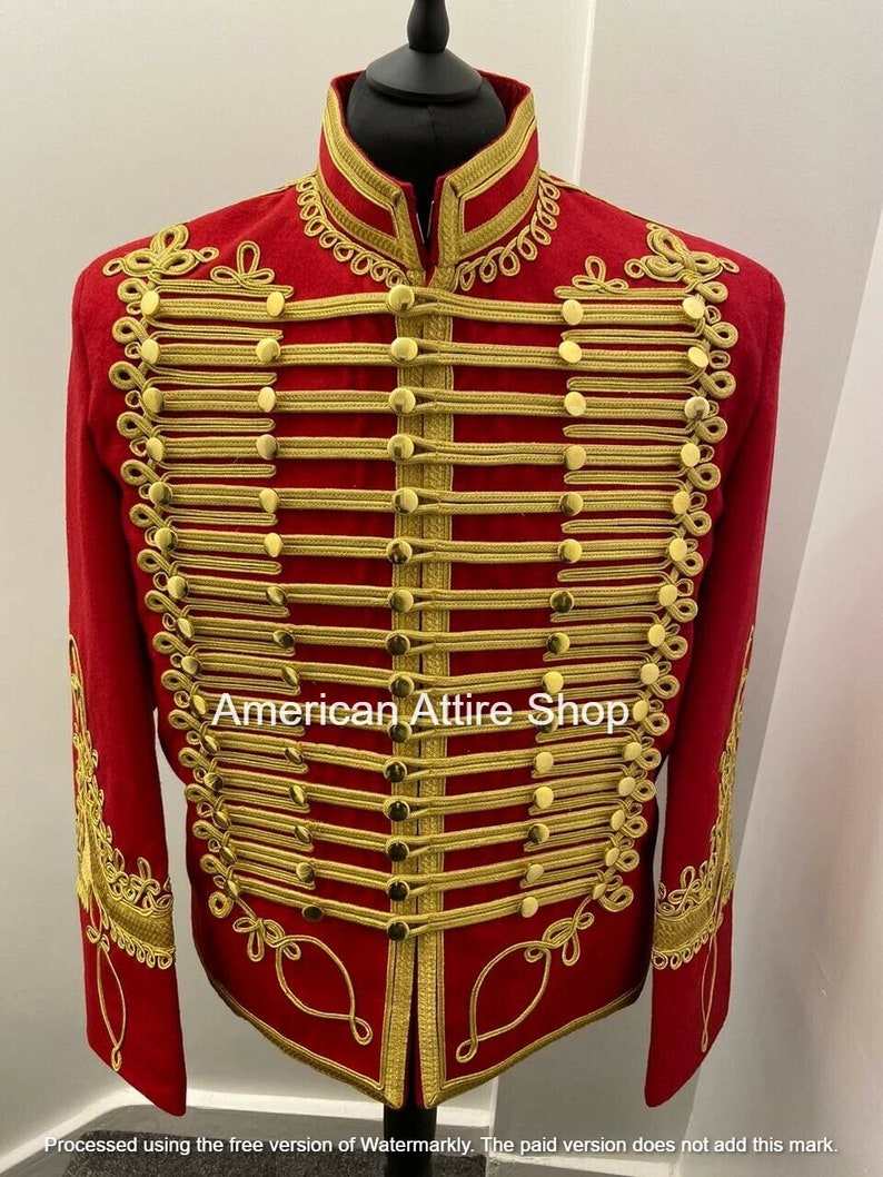 Hussar jacket blue Military Uniform men Napoleonic Hussar Jackets Piping Tunic Pelisse Jimi Hendrix Jacket Men's Drummer Hussar jackets image 7