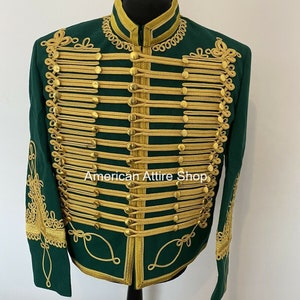 Veste hussard bleu Uniforme militaire hommes Vestes hussards napoléoniennes Tunique passepoil Pelisse Jimi Hendrix Veste Batteur Hussard pour hommes image 4