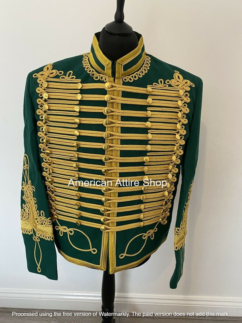 Veste hussard bleu Uniforme militaire hommes Vestes hussards napoléoniennes Tunique passepoil Pelisse Jimi Hendrix Veste Batteur Hussard pour hommes image 4