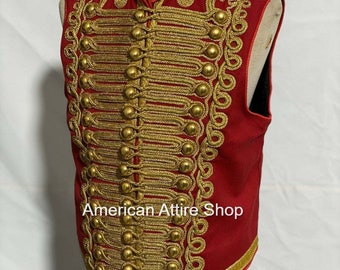 Hussar vest red Military Hussar Waistcoat with Gold Braiding Army Hussar Waistcoat | Hendrix Vest Men Hussars Ceremonial Black Tunic pelisse