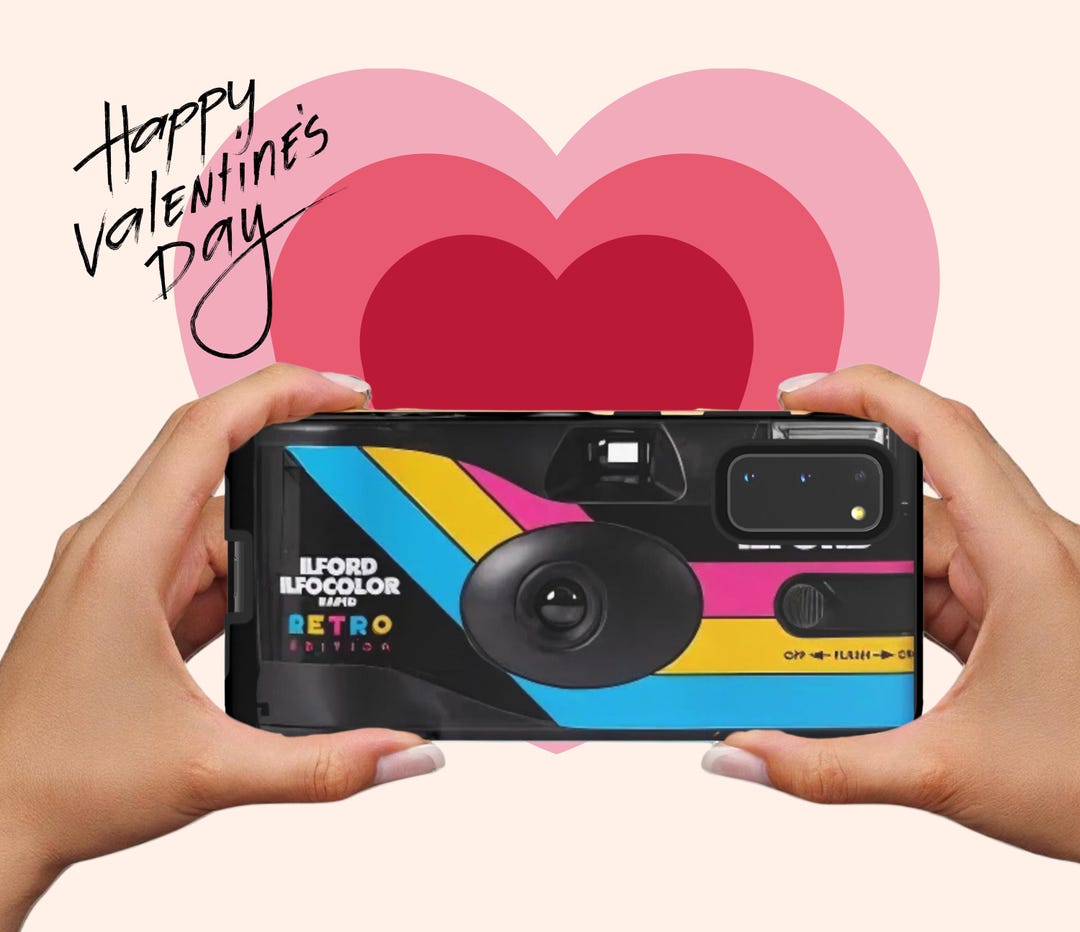 Old Disposable Polaroid Camera Phone Case Bold Colorful Design Durable