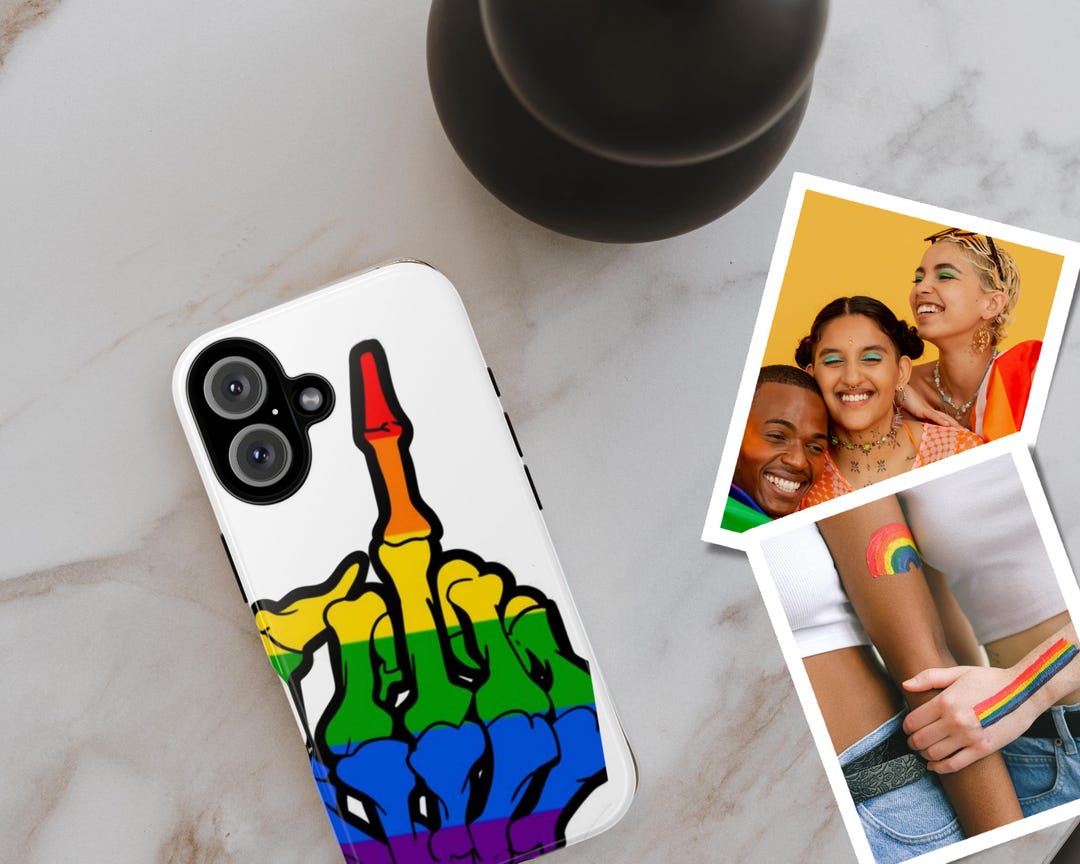 Skeleton Rainbow Middle Finger LGBTQ Pride Phone Case Equal Rights Goth — free download