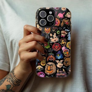 Puppets Mashup Phone Case, Colorful Cartoon Collage Design, Slim Durable Cover, Nostalgic Gift, Fits iPhone & Samsung