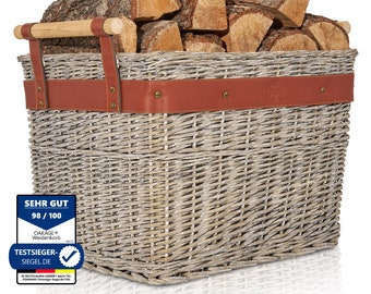 OAKAGE® panier à bois pour bois de chauffage, grand en osier, panier à bois de cheminée, panier à bois de cheminée, panier à bois de cheminée, panier en osier, panier de cheminée Acheter le panier