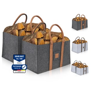 OAKAGE® Shopping Bags Foldable [Set of 2] Felt Bags Shopper Wood Basket for Firewood Large Firewood Basket Felt Basket Firewood Basket Firewood Basket