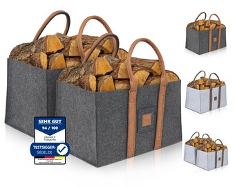 OAKAGE® Shopping Bags Foldable [Set of 2] Felt Bags Shopper Wood Basket for Firewood Large Firewood Basket Felt Basket Firewood Basket Firewood Basket