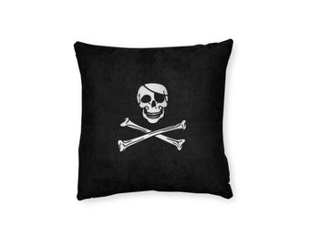 Pirat Jolly Roger mjuk fyrkantig 30 cm kudde i konstmocka