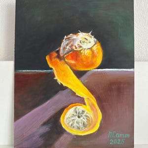 Olieverfschilderij, sappig fruit, stilleven, helder schilderij, moderne kunst, beeldende kunst, cadeau, mandarijn, kunst voor keuken, kunst aan de muur