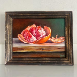 Oil painting,still life, ,fine art, gift, wall art, fruits, Grapefruit , decor,oil on fibreboard,30x40cm,art for kitchen