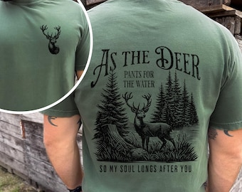 Mens Christian Deer TShirt Scripture Hunting T Shirt Comfort Colors® Tee Jesus Apparel Christian Hunter Merch Christian Gift for Him