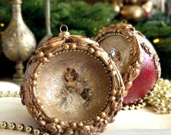 Angelo vittoriano ornamento natalizio, regalo di Natale prezioso per le feste, pallina vintage barocca fatta a mano