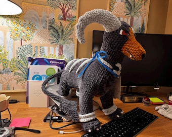 Peluche inspirée de Houndoom XL, faite main sur commande (peluche Amigurumi au crochet)