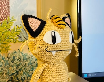 Small Meowth Inspired Plush Toy, handmade to order (Crochet Amigurumi Plushie)