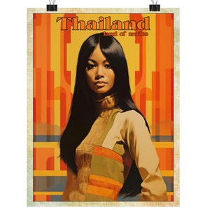 Beautiful Thai Retro Poster, Thailand Poster, Travel Poster with attractive design, retro feel, available in 5 different sizes