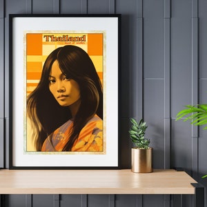 Beautiful Thai Retro Poster, Thailand Poster, Travel Poster with attractive design, retro feel, available in 5 different sizes
